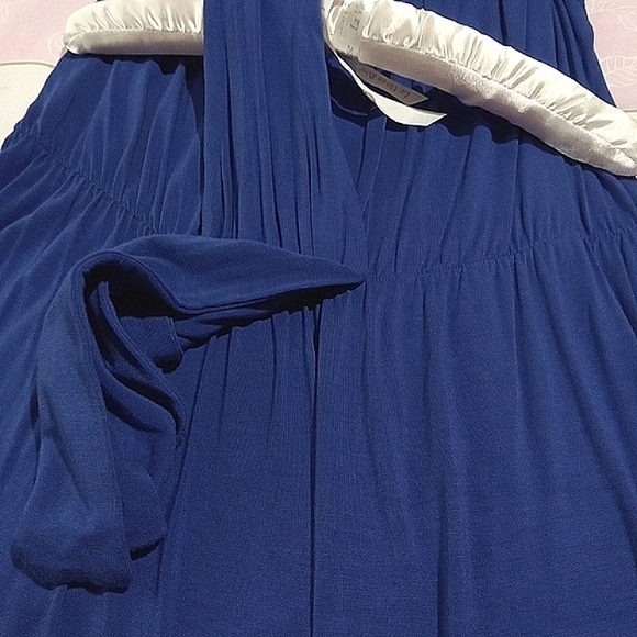 BIANCA Nygard🦋 Rare Blue Rayon Sleeveless Blouse with Unique Long Pleated Tie - Picture 9 of 11